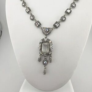 Elegant Silver Necklace with AB Crystal Accents